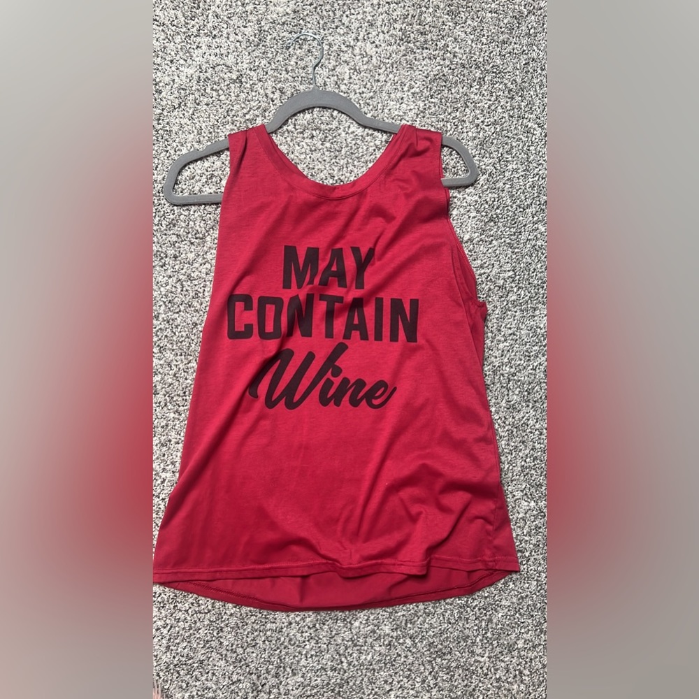 “ May Contain Wine” Red Tank Top
